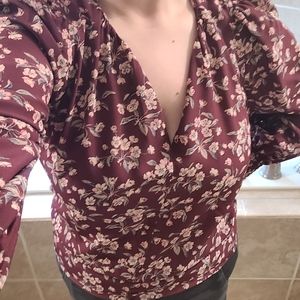 Rebecca Taylor Burgandy Floral Top Size 8